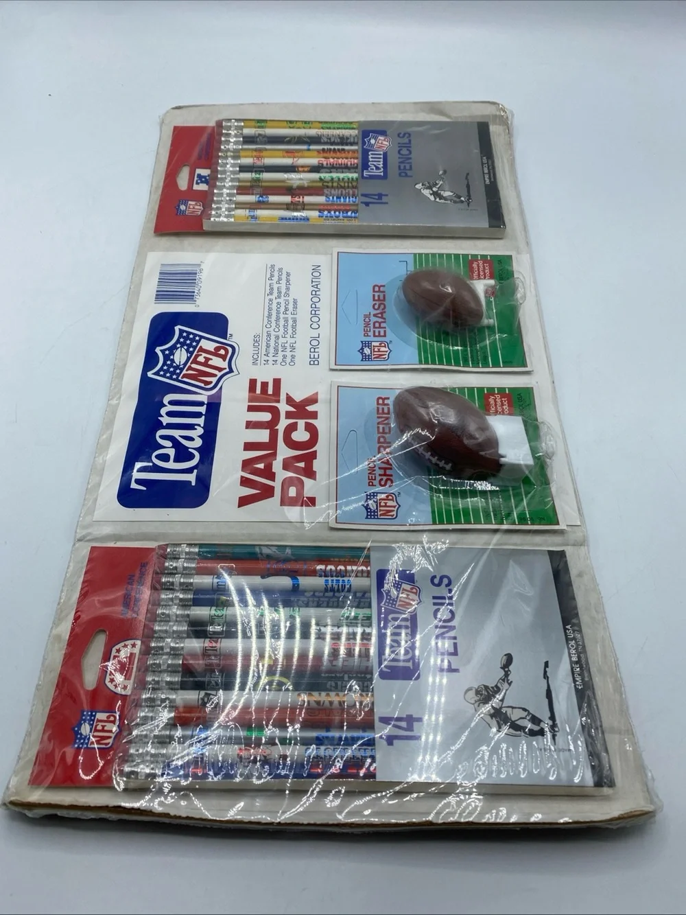 Vintage 1980s 28 NFL Team Pencils Value Pack With Football Eraser & Sharpener